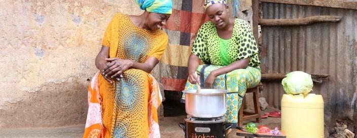 Two women cooking