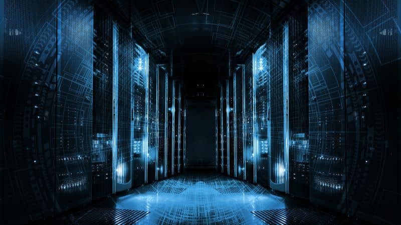 Futuristic server hall.