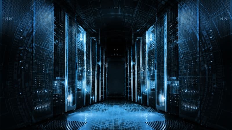 Futuristic server hall.